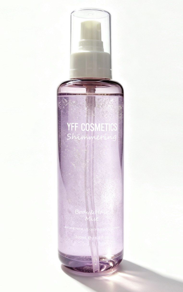 Lilac coloured body mist bottle